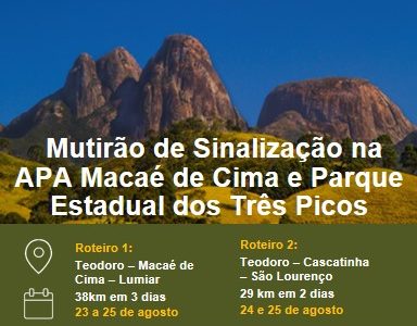 Caminho da Mata Atlântica: Multirão de Sinalização na APA Macaé de Cima e Parque Estadual dos Três Picos